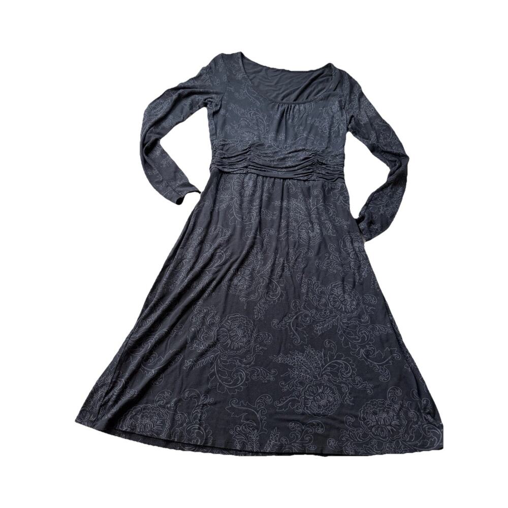 Athleta Perfect Packer Dress Black Womens Medium Scoop Neck Long Sleeve Pockets